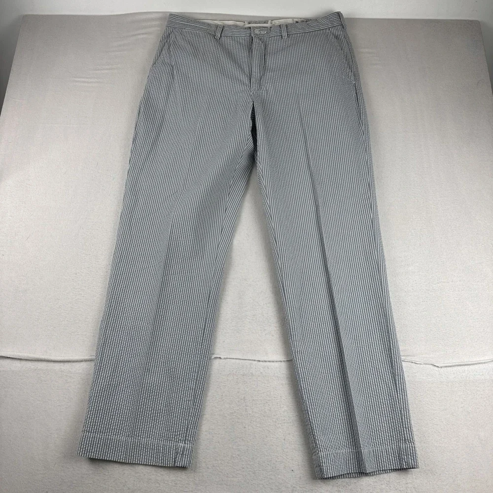 Polo Ralph Lauren Mens Seersucker Chino Pants fits 35*32 Coastal Preppy Derby